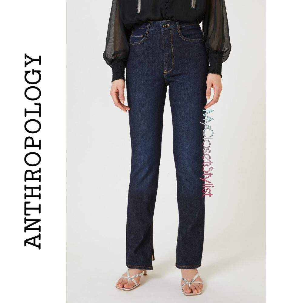 NWT Anthropologie PILCRO Dark Denim Straight Jeans NWT! 28 with tag cotton lycra